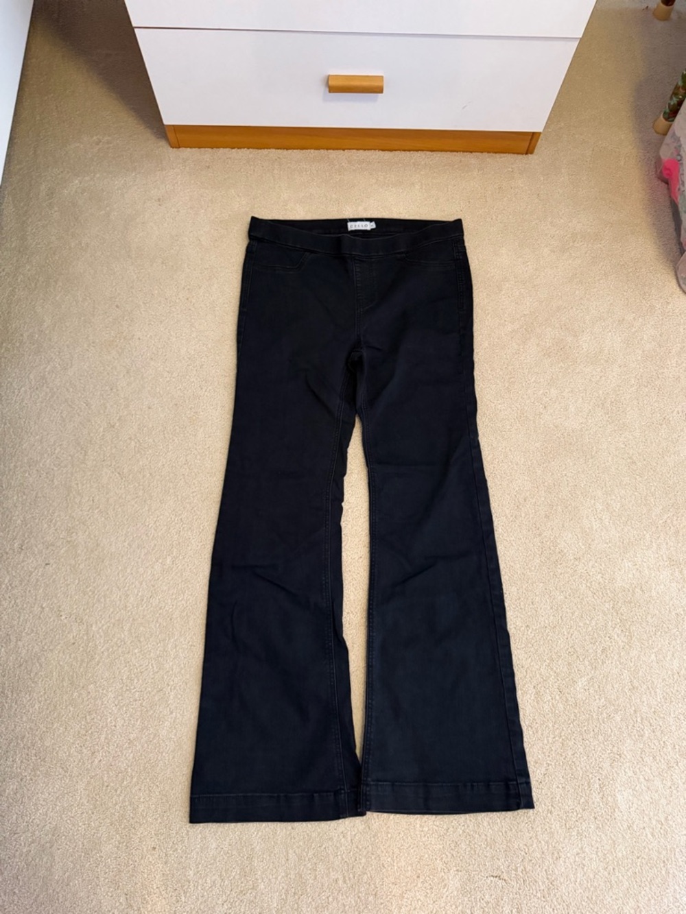 Black Flared Pull On Jeans